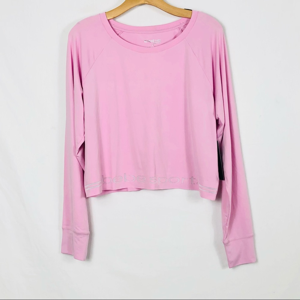 Bebe Sport Pink Cloud Longsleeves Crop Top Size XL
